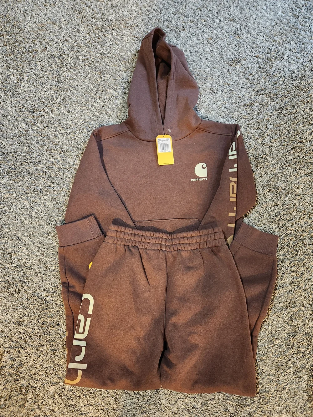 New Carhartt Kids Chocolate Brown Hoodie & Joggers Set Size Small (8-10)